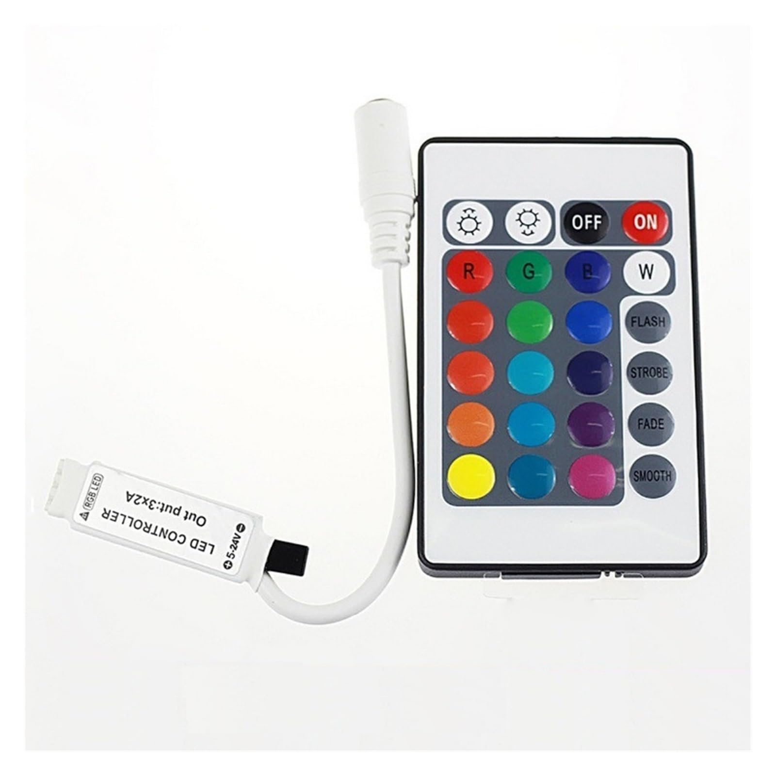 Télécommande IR LED pour ruban RGB avec contrôle de luminosité 24 touches