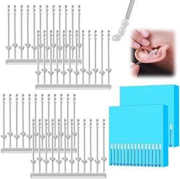 Sticky Cleaning Ear Stick, Upgraded Sticky Ear Cleaners, Gentle Reusable Soft Spiral Head Adhesive Ear Pick for Safe Ear Cleaning, Sticky Swabs for Adults 48 PCS