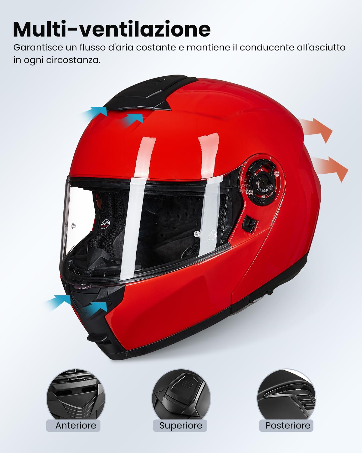ILM Casco Moto Modulare Doppia Visiera Omologato ECE22.06 Modello 159