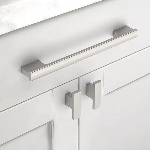 Miniatura 3 de Paquete de 12 manijas de níquel satinado cepillado de 7 pulgadas (6.969 in) para gabinetes de cocina, tiradores de cajones de cocina, accesorios