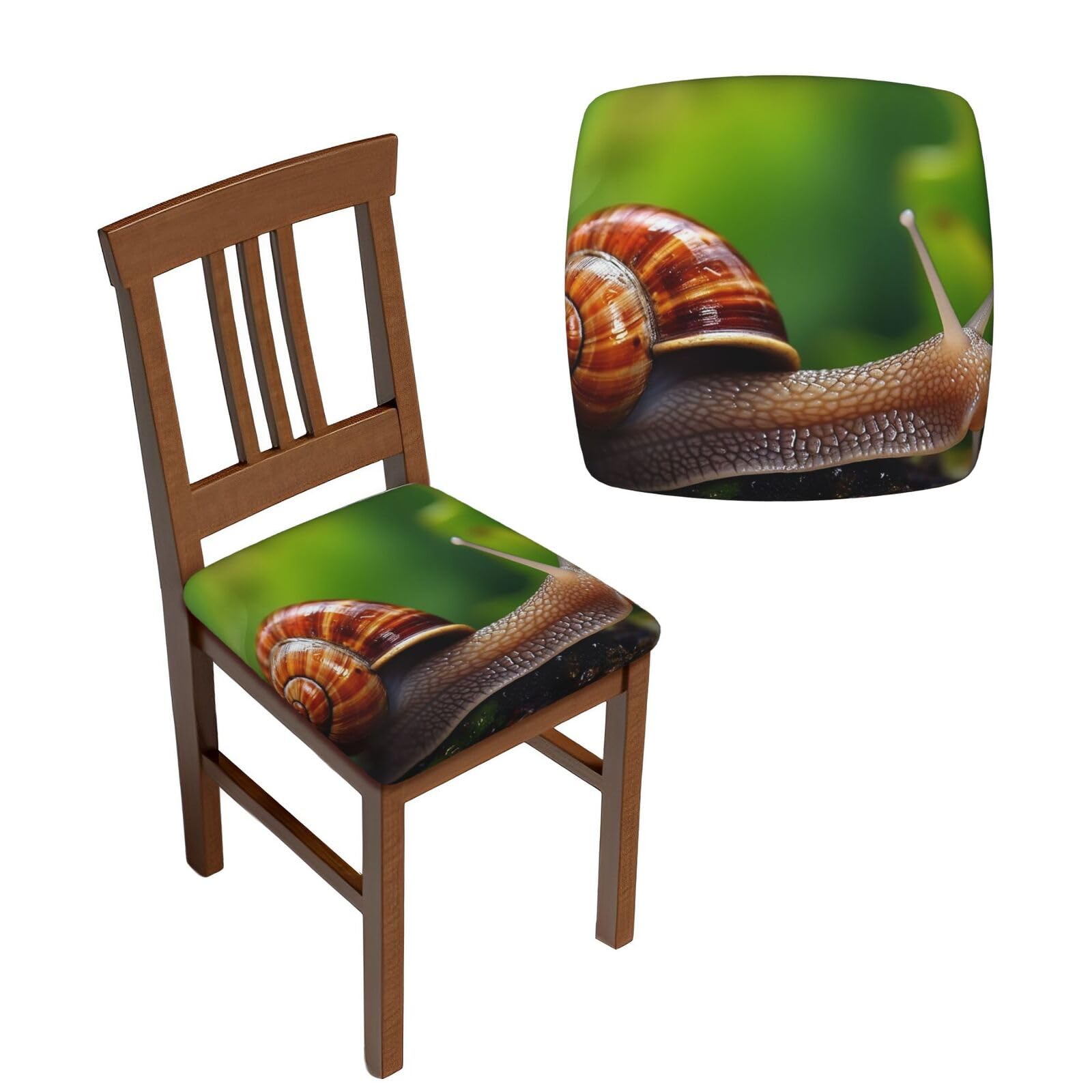Lot de 6 housses de chaise de salle à manger élastiques motif animaux sauvages escargots lavables
