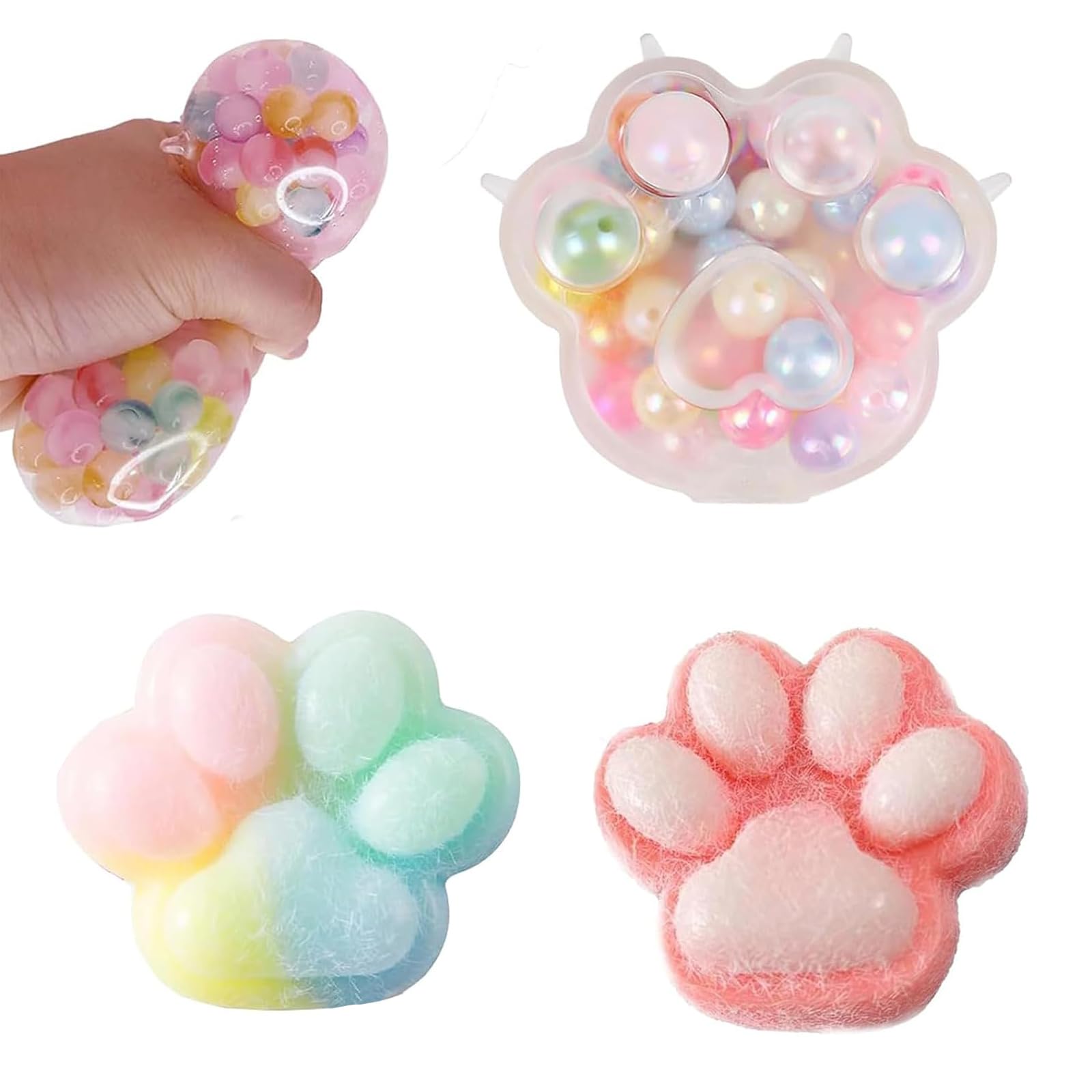 3PCS Taba Squishy Cat Paw Squeeze Toys, Cat Paw Squishy, Cute Kawaii Fufu Squishy,Sticky Squishy Cat Paw Fur Ball,Taba Squishy Paw Funny Fidget Toys Novelty Things Suitable for Adults Kids