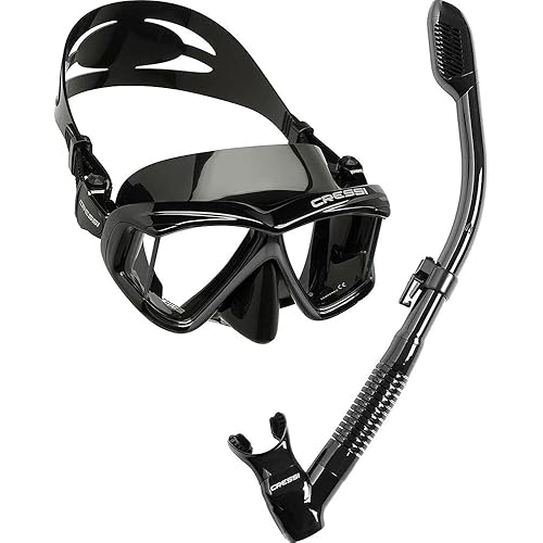 Cressi Panoramic Wide View Mask & Dry Snorkel Kit for Snorkeling, Scuba Diving - Pano 4 & Supernova Dry: Designed in Italy