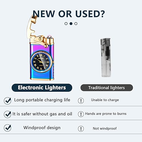 Vista 62 de GADATOP Encendedor eléctrico recargable, encendedor creativo personalizado por USB, encendedor mecedor, resistente al viento, encendedor sin llama