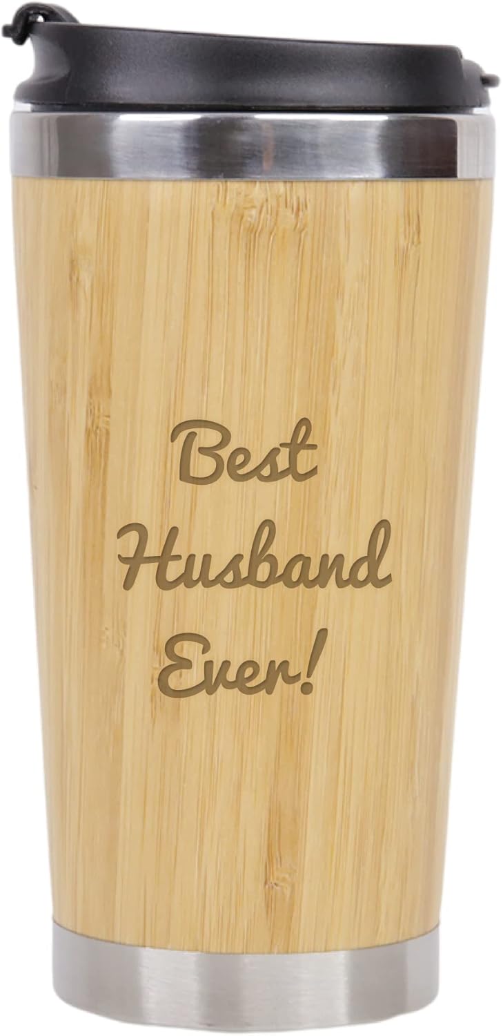 Best Husband Ever - Stainless Steel Bamboo Coffee Tumbler Insulated with Lid Husband Coffee Tumbler, Gift for Husband, Husband Tumbler, Husband Gift, Tumbler for Husband, Husband Gift Idea
