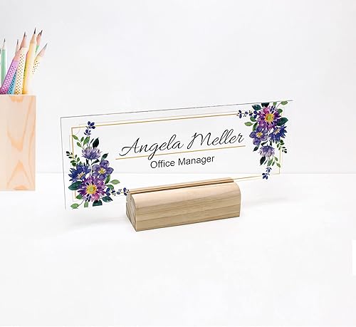 Placa de nombre personalizada para escritorio, bonita decoración de oficina para mujeres u hombres, decoraciones de escritorio acrílicas para