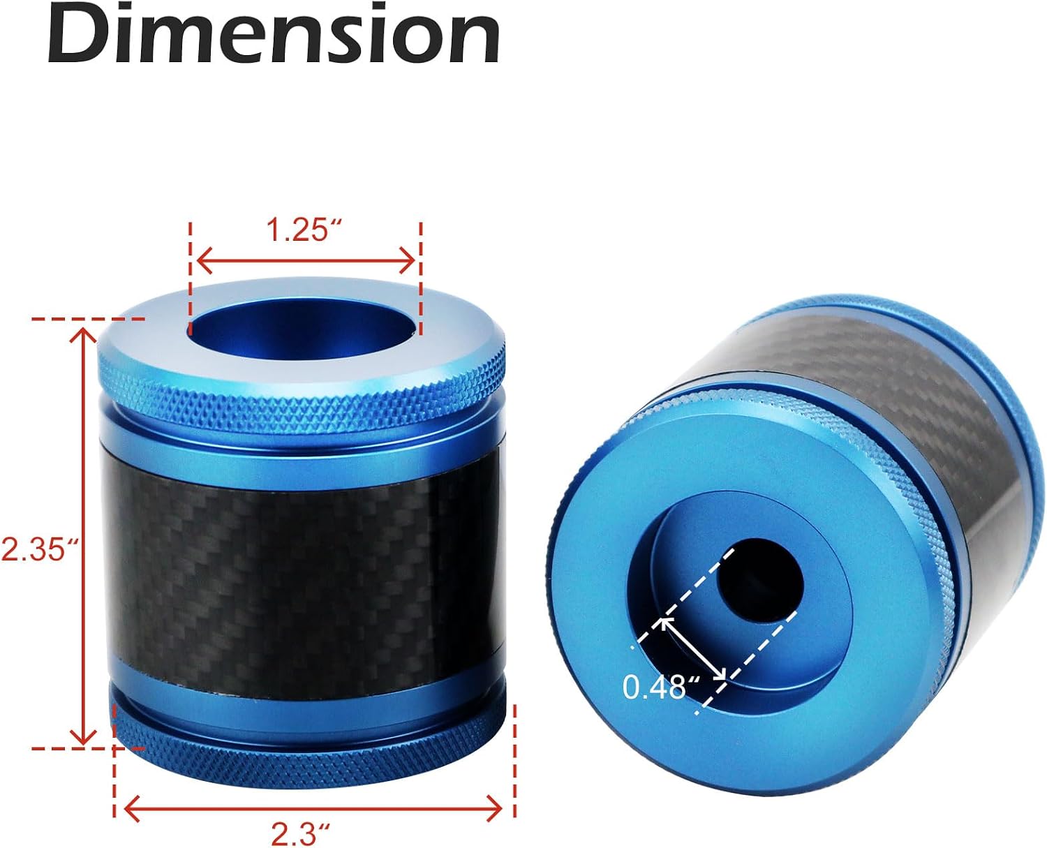 Crash Bar Sliders End Caps CNC Carbon Fiber Inlay Decorative Sliders Fits for 1.25" Front Engine Guard Rear Saddlebag Guard CNC 60mm (Blue)
