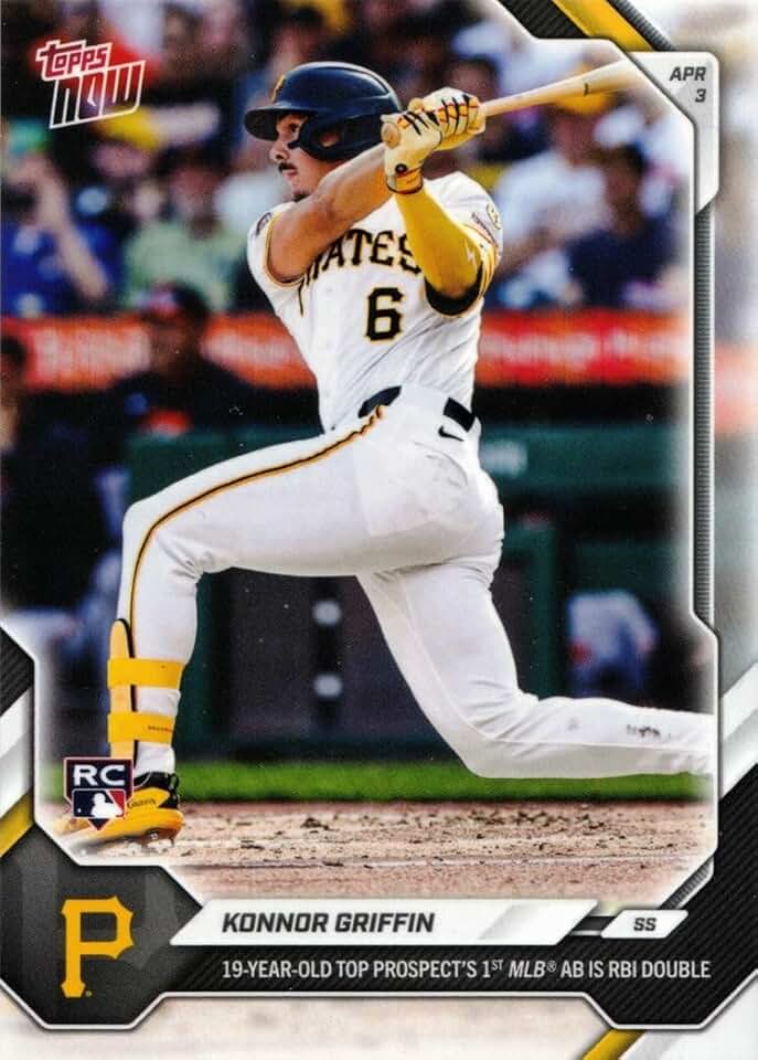 2026 Topps Now Baseball #49 Konnor Griffin Rookie Card - Double in 1st At Bat in MLB Debut