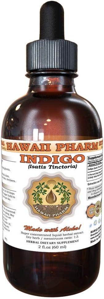 Hawaii Pharm LLC Indigo, Da Qing Ye (Isatis Tinctoria) Tincture, Dried Leaf Liquid Extract, Indigo, Herbal Supplement 2 oz