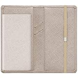 LOLOMLO Checkbook Cover for Duplicate Checks, Stripes Criss Cross Embossed PU Leather Check Book Holder for Top Side Tear Register, RFID Blocking Wallet with Elastic Strap & Pen Slot, Brown Champagne