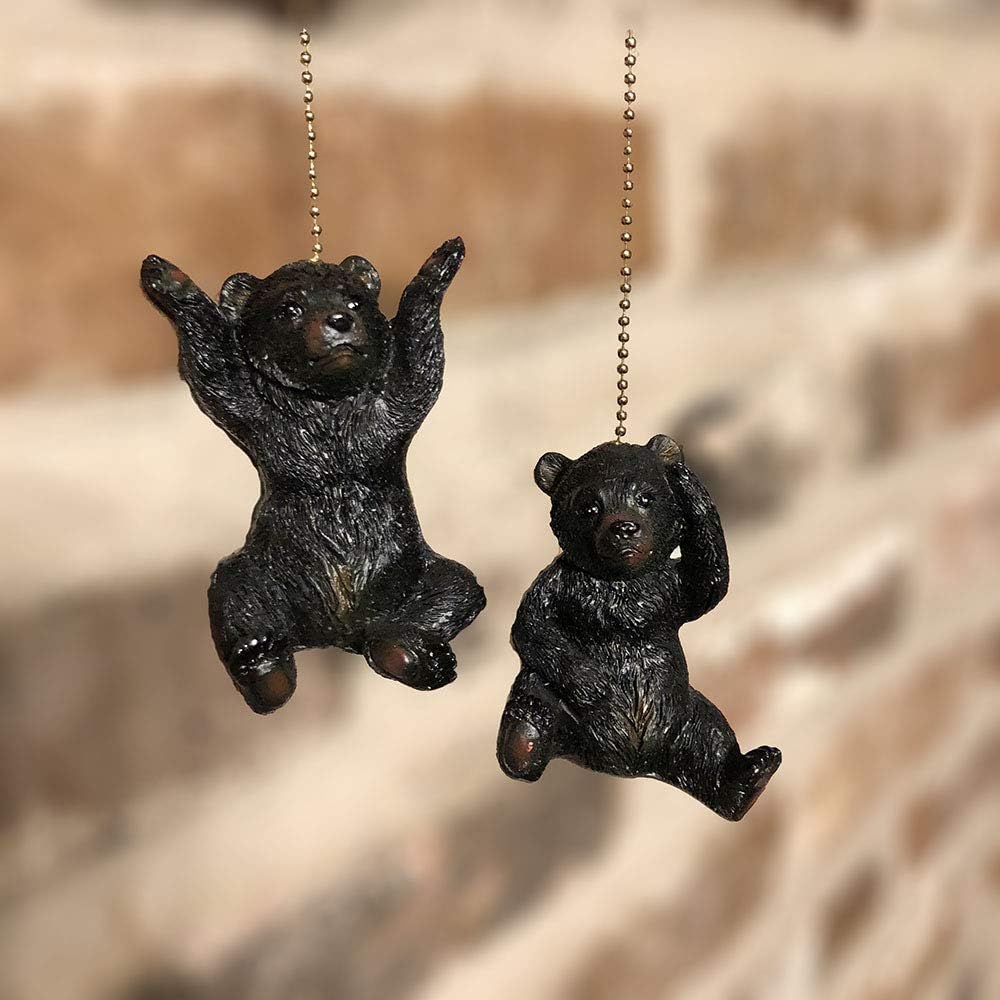 DeLeon Set of Two Black Bear Cub Ceiling Fan Pulls on Chain