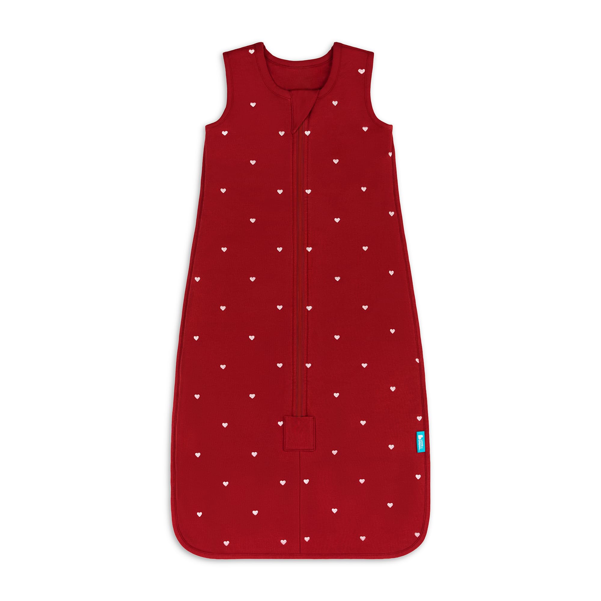 Love To Dream Sleep Bag Sleeveless 1.5 TOG, Cotton Fleece Wearable Blanket, Baby Sleeping Bag for 24 Months to 2 Years, Maroon Hearts Embroidery