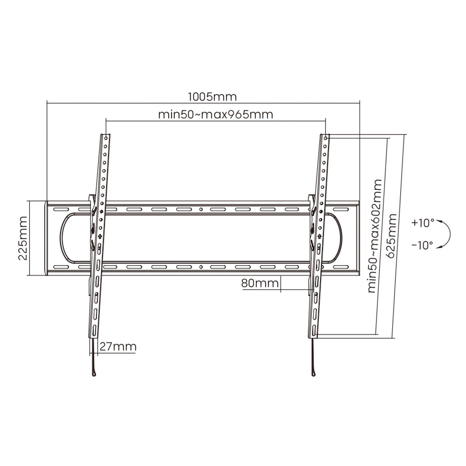 VALUE Supporto da parete per TV, 80 mm, inclinabile, 304,8 cm, 120 kg, nero