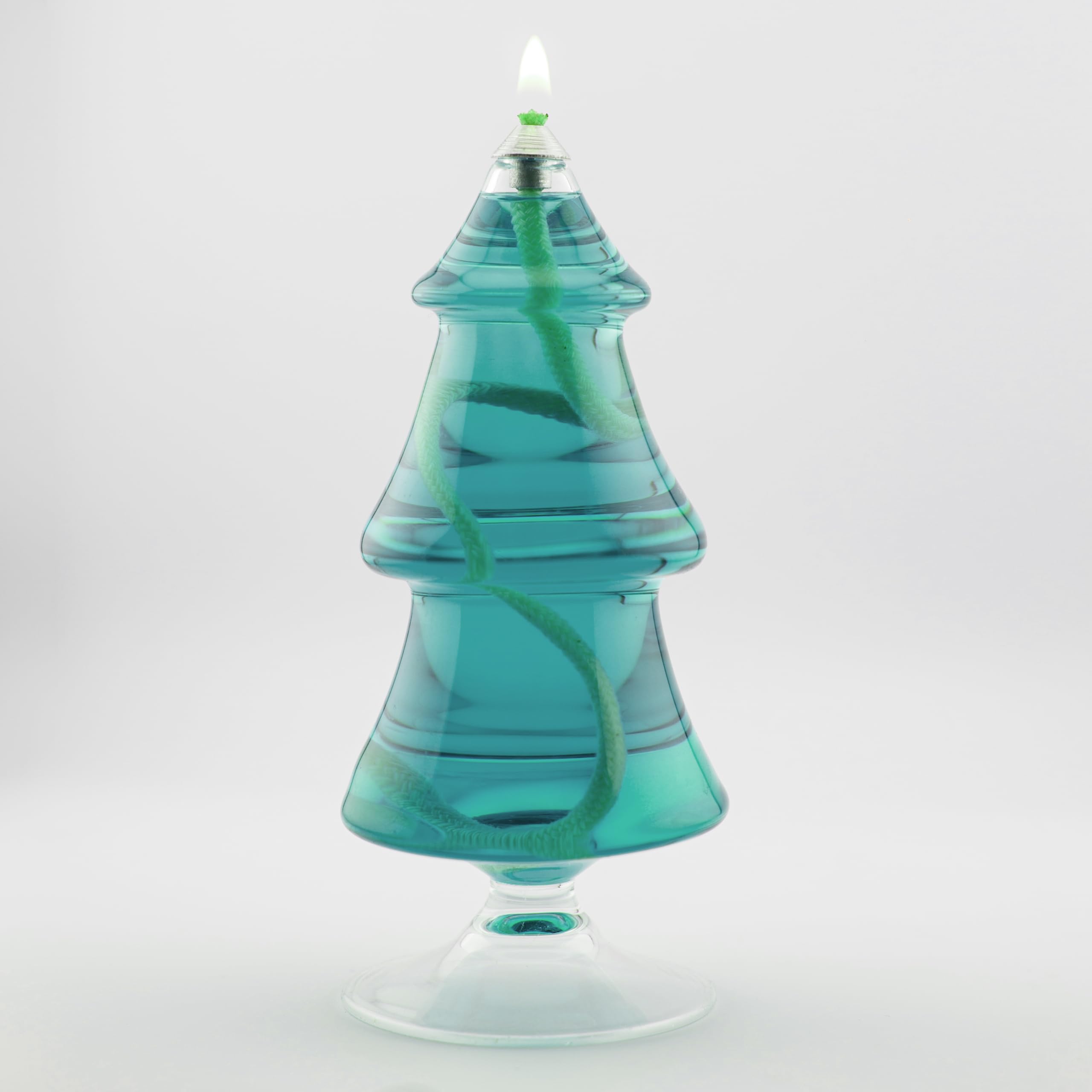 CANDELA BRULE designed Tree Model Hand-Made Glass liquid Candle like christmas tree With Snuffer and Smokeless, Odorless, Long Lasting Lamp Oil Fuel. Indoor Use, Modern durable crystal glass Oil Lamp.