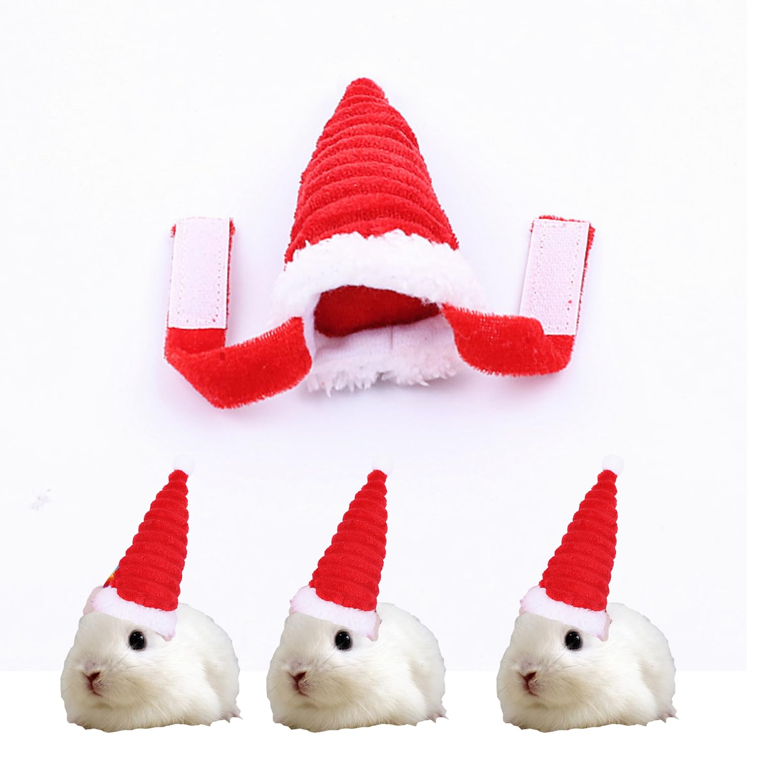 RmKbe 3 Pieces Hamster Christmas Hat Small Pet Christmas Headwear Santa Hamster Hat Hamster Cosplay Costume Cap for Hamster Guinea Pig - Image 3