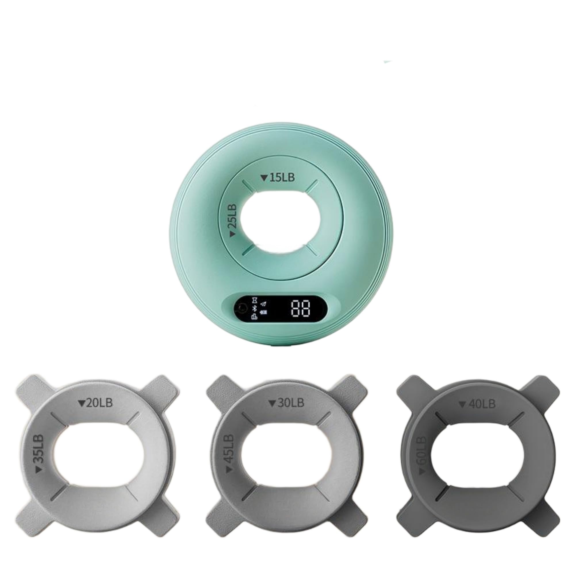Fortalecedor de agarre, 5 niveles de resistencia ajustables (20-60 libras), entrenador de agarre de mano de silicona recargable con contador digital, carga tipo C, ejercitador de dedos antideslizante