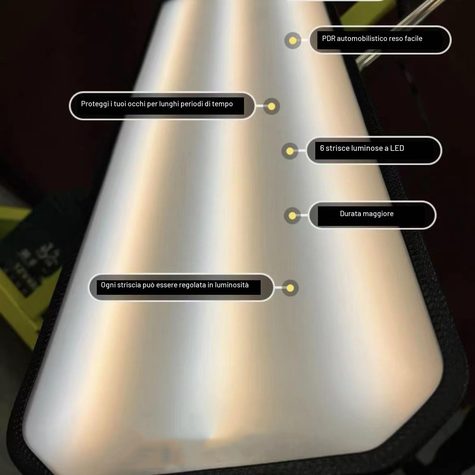 Luce Pdr Resistente Lampada Led Pdr Pannello Riflettente Strumenti Per La Riparazione Delle Ammaccature Pannello Di Riflessione Della Luce A Led Con Set Di Utensili Manuali Con Supporto Regola(Size:L)