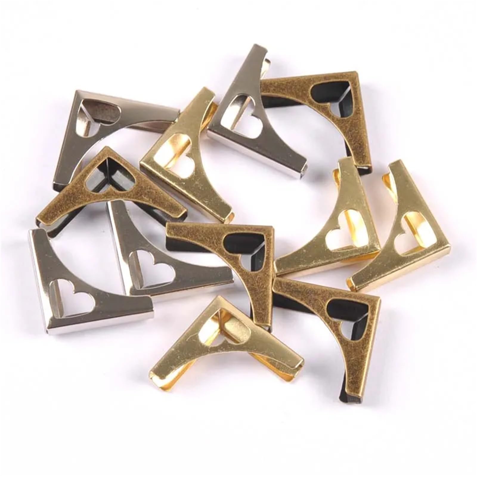 Rogi zdjęć do albumu z notatnikiem, metalowe ochraniacze na rogi książki w kształcie serca Multicolor 20x20x4mm opakowanie 30 sztuk książek i rękodzieła(Golden)