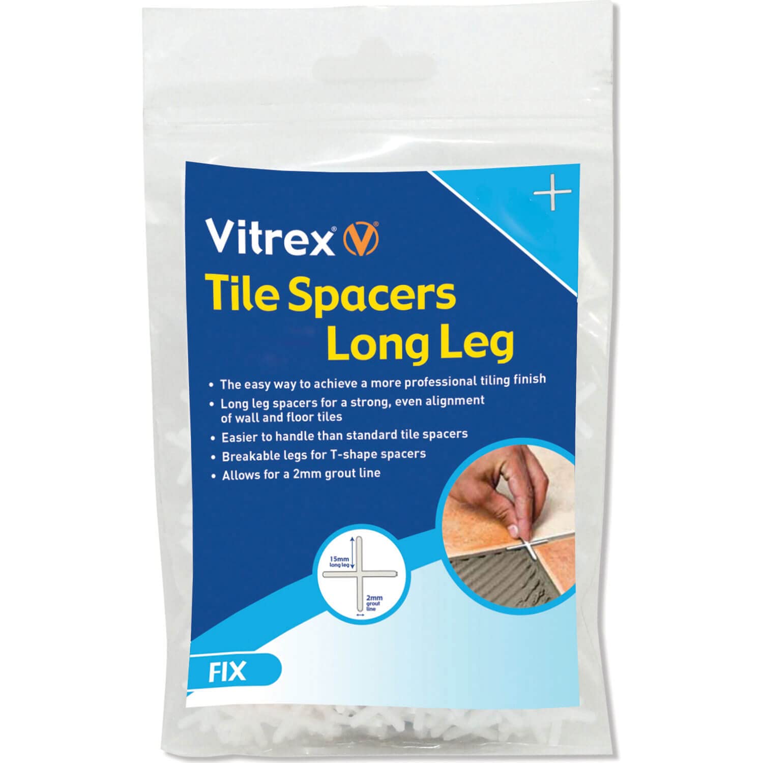 Long Leg Spacer 2mm (Pack 2000), Multi-coloured, 2mm Pack of 2000