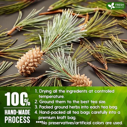 Image of FreshDrinkUS, Pine Needle Tea Bags - 135 Tea Bags, Naturally Caffeine-Free, Refreshing Herbal Tea, Wild-Harvested Pine Leaves, Aromatic and Soothing - Non-GMO & Eco-Friendly Packaging