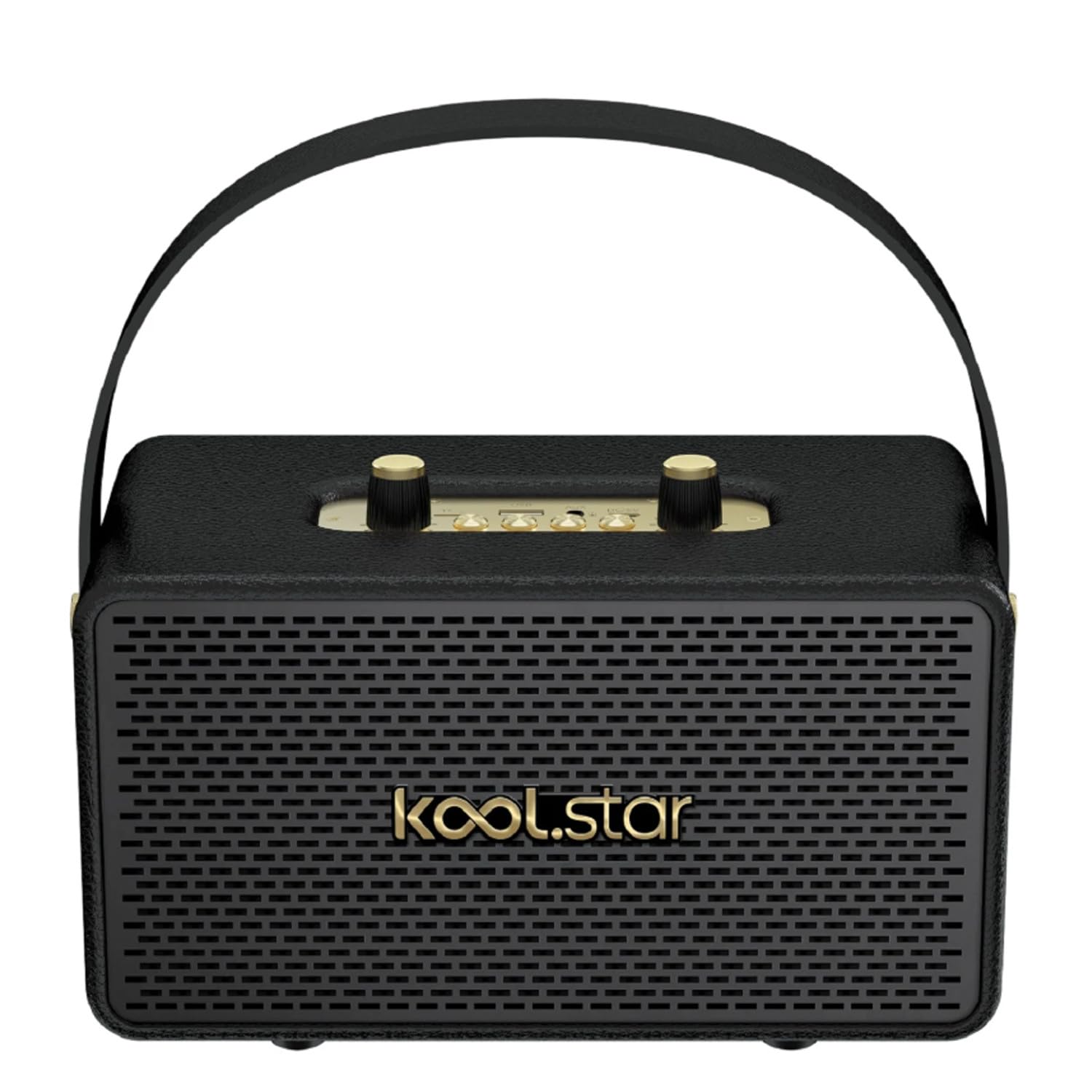 Springstone Enceinte Bluetooth 5.3 Vintage 2x25W TWS USB TF AUX Finition Similicuir Noir Or