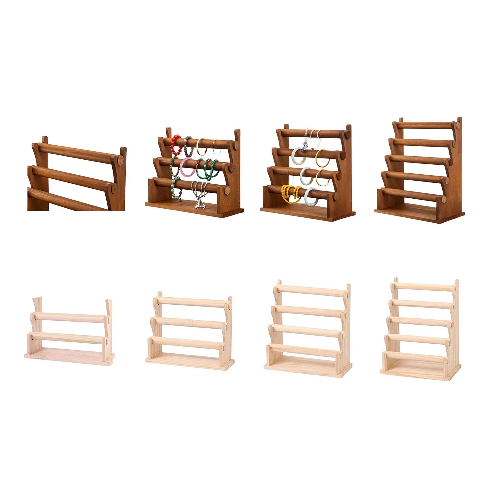 Vielseitiger Holz-Schmuck-Organizer, abnehmbarer, gestufter Armband-Halter, eleganter Präsentationsständer für Armbänder und Armreifen