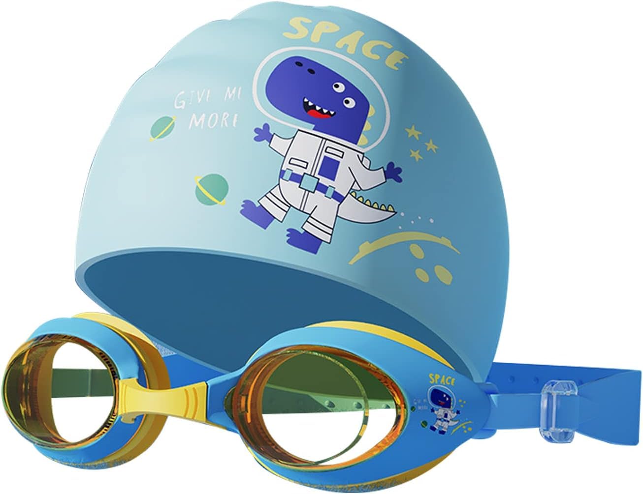 GTS Kids Swimming Kit Uv Protection Silicon Cap,Anti-Fog Swimming Goggles,Earplug Set With Hard Portection Case,Clear Vison Goggles,Skin Friendly Non Slip Head Cap,Leakproof Wide Underwater Goggles