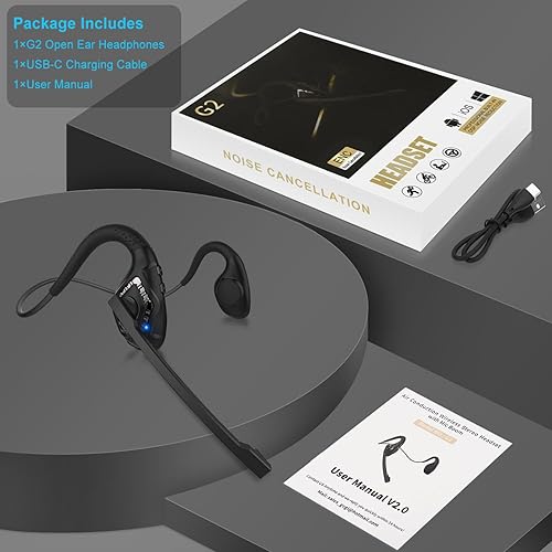 Miniatura 9 de iDIGMALL Auriculares Bluetooth 5.3 con micrófono, auriculares de oreja abierta con micrófono de cancelación de ruido para teléfono, PC, computadora