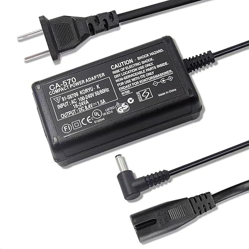 Cargador adaptador de CA CA-570 compatible con Canon XA25, XA10, XA-20, XA30, HG20, XH-A1, XA-30, HF M31 HF S10 Vixia HF100, XA11, HF G20, FS200,