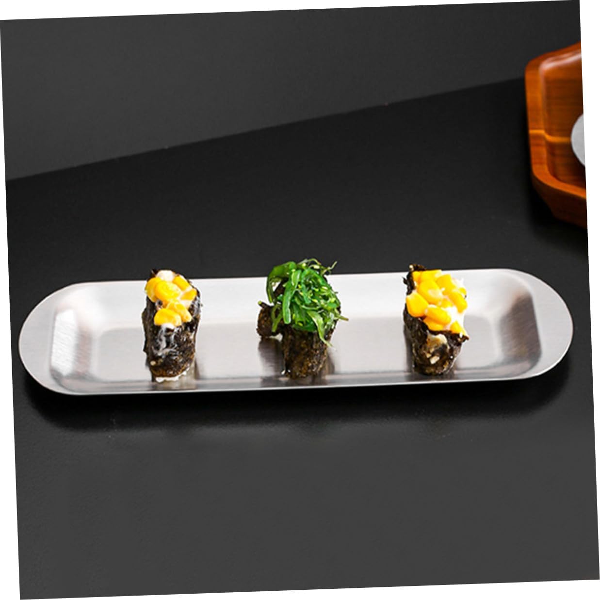 STOBAZA Rectangular Sushi Plate Stainless Steel for Commercial Dining Use