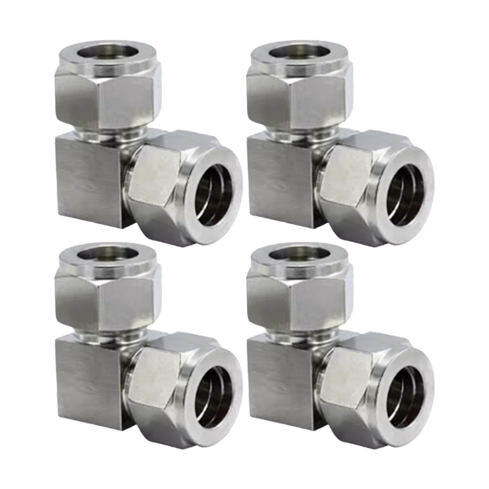 4PCS Tube Fittings with Secure Double Nut Designs Pipeline Compression Elbow Connector for Pipeline Systems Double Nut Pipe Elbow Connector