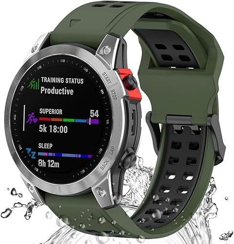 Miimall Correa de repuesto compatible con Garmin Fenix 7, 0.866 pulgadas de ancho, de silicona suave, impermeable, para Garmin Fenix 77 Solar7