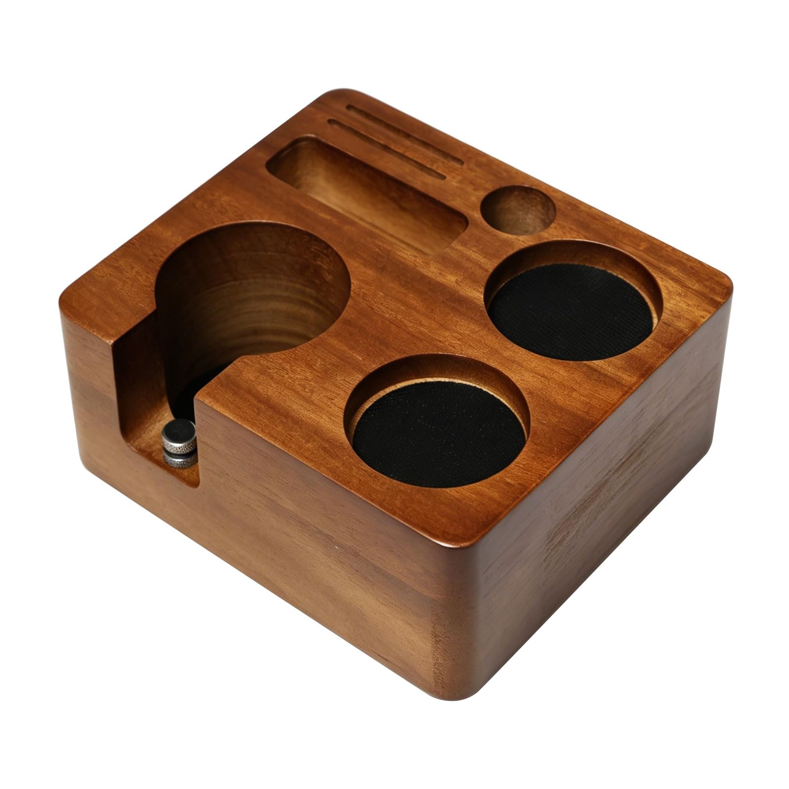 Estación de Prensado Café 51mm/54mm Tamper Station Madera Estación de Apisonamiento de Espresso para Portafiltros Accesorios de Barista, Altura Ajustable, con Almohadillas Antideslizantes