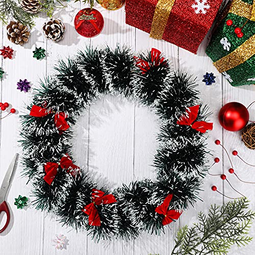 19.7 Feet Christmas Tinsel Garland Artificial Christmas Garland Xmas Metallic Twist Hanging Garland Fireplace Mantel Wreath Decor For Staircase Railing Indoor Outdoor Ornaments (Bow Style) #TOP2
