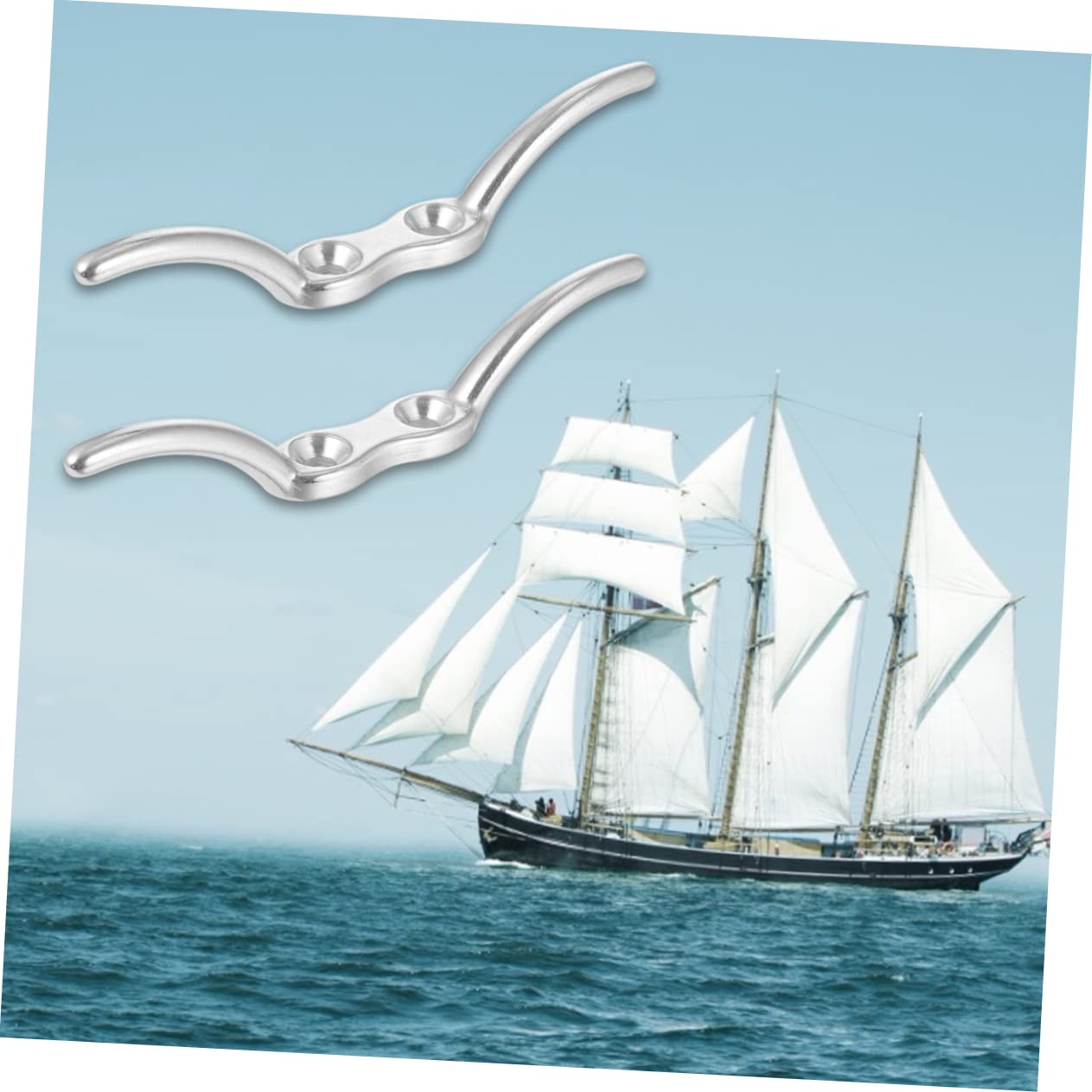 balacoo 2 Pack of Boat Cleats Stainless Steel Rope Hitch Small Size for Kayak Temporary Docking Corrosion Proof