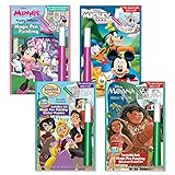 Lee Publications Disney Characters Activity Book Set of 4 for Girls: Mess Free Magic Ink Coloring Books with Tangled, Moana, Mickey and Minnie Mouse