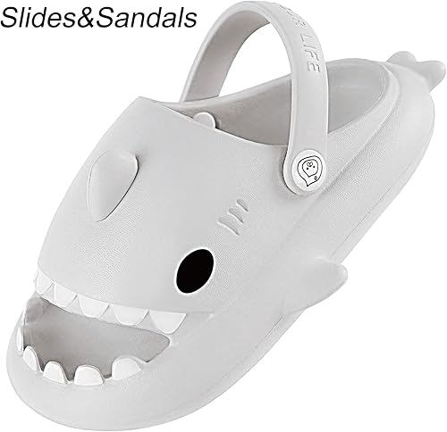 Miniatura 2 de KVbabby Sandalias de tiburón para niños y niñas, pantuflas de ducha con forma de nube, bonitas sandalias de punta abierta con dibujos animados,