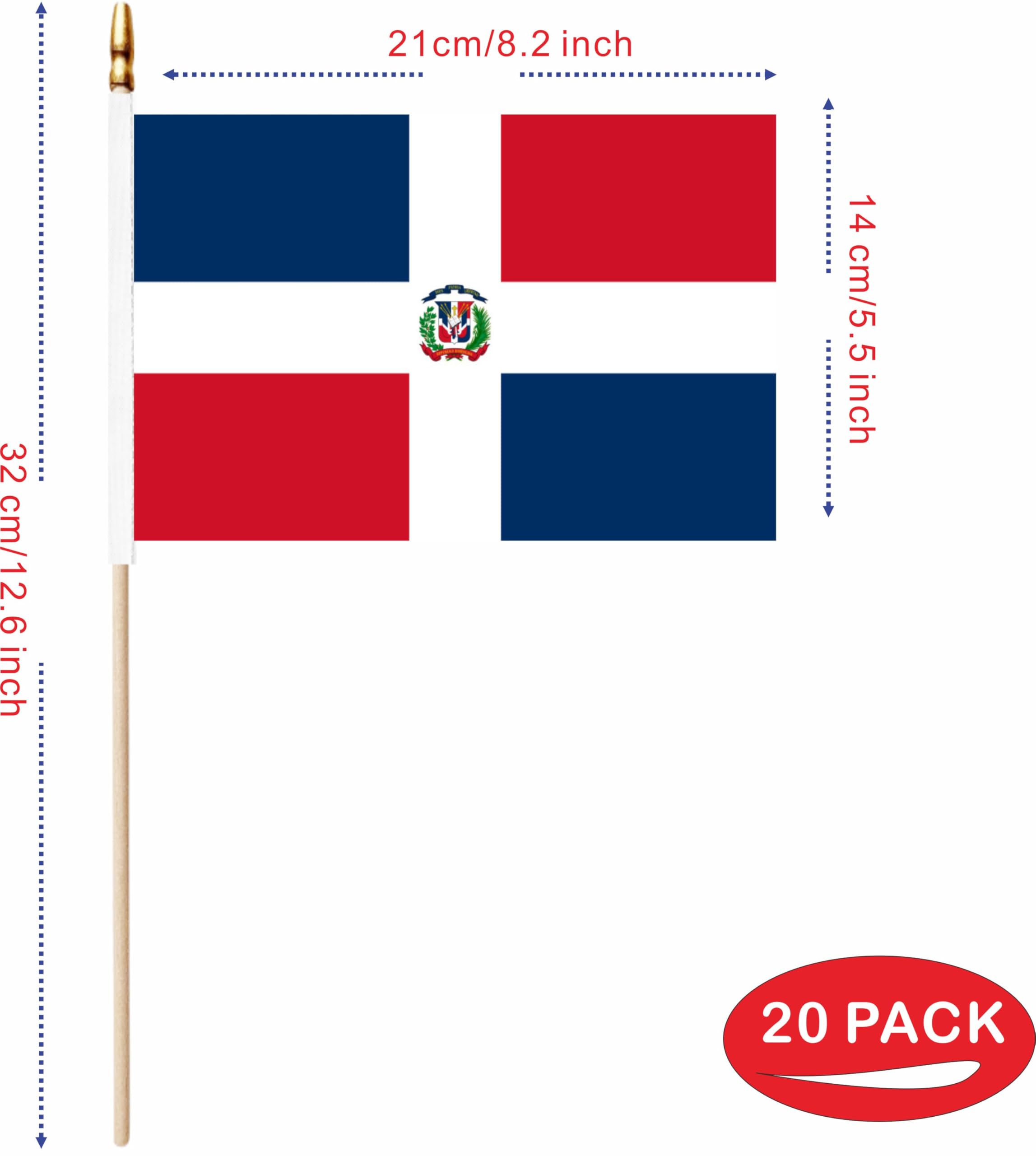 Mini-Flaggen Dominikanische Republik – 12,7 X 20,3 Cm, 20 Stück, Mit Holzstab, Für Partys & Dekoration