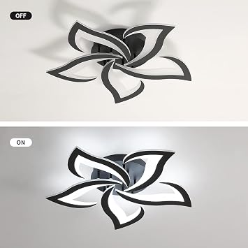 Riserva Mordern LED Ceiling Light 60W, Creative Petals Design, 6500K, Black