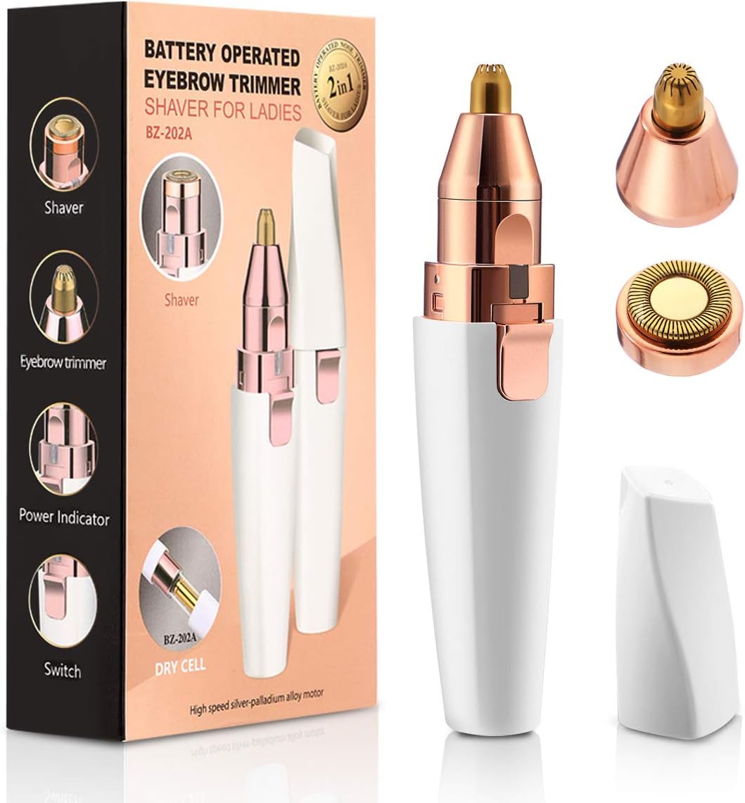 Painless Nose Hair Trimmer, Ear and Nose Hair Trimmer for Men Women Cordless Waterproof Nose Hair Remover (white)