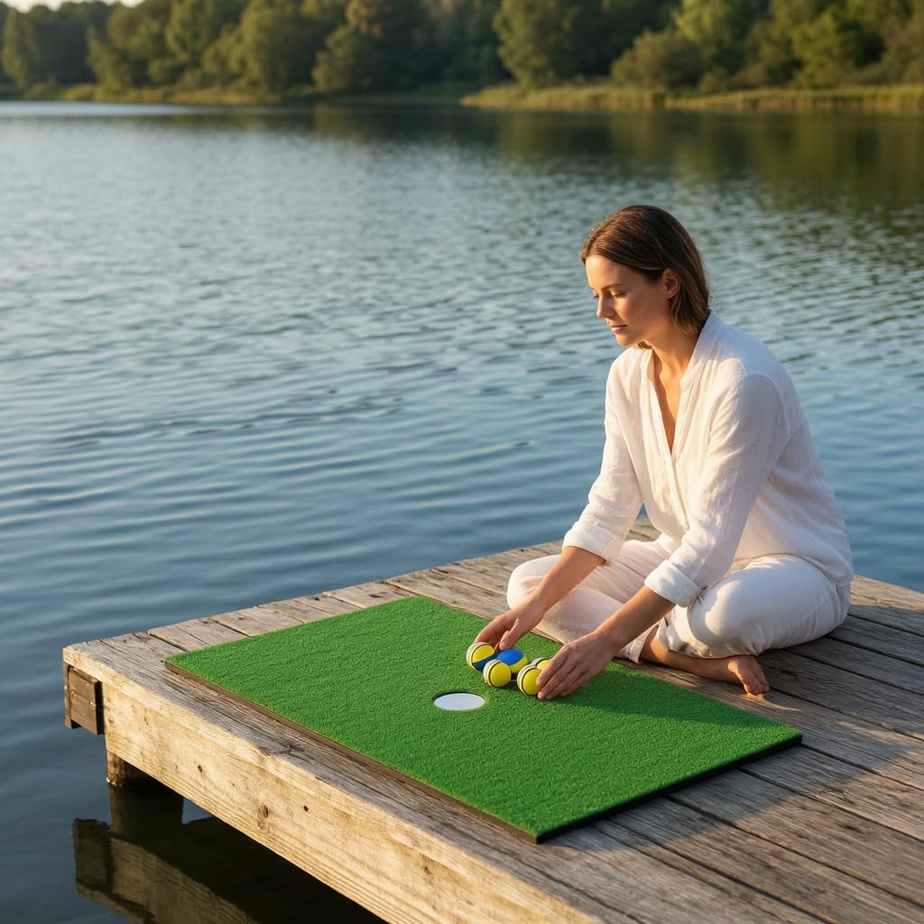 Golf Trainingsmatte Putting Matte Abschlagmatte Übungsmatte mit Realitätsnaher Unter Den Füßen Widerstandsfähiger Schaum für Wiederholte Schwünge Und, 60 * 90cm ohne Rand