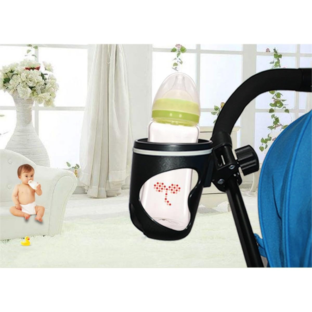 Porte-gobelet pour Poussette en Plastique Abs Support Antidéversement, Simple à Installer, Compatible Bouteilles D'eau et Biberons pour Garçon et Filles