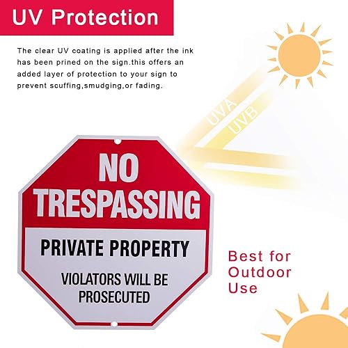 Miniatura 3 de Matel Private Property No Trespassing - Señales de aluminio de 12 x 12 pulgadas con impresión UV de montaje. Duraderoresistente a la intemperie