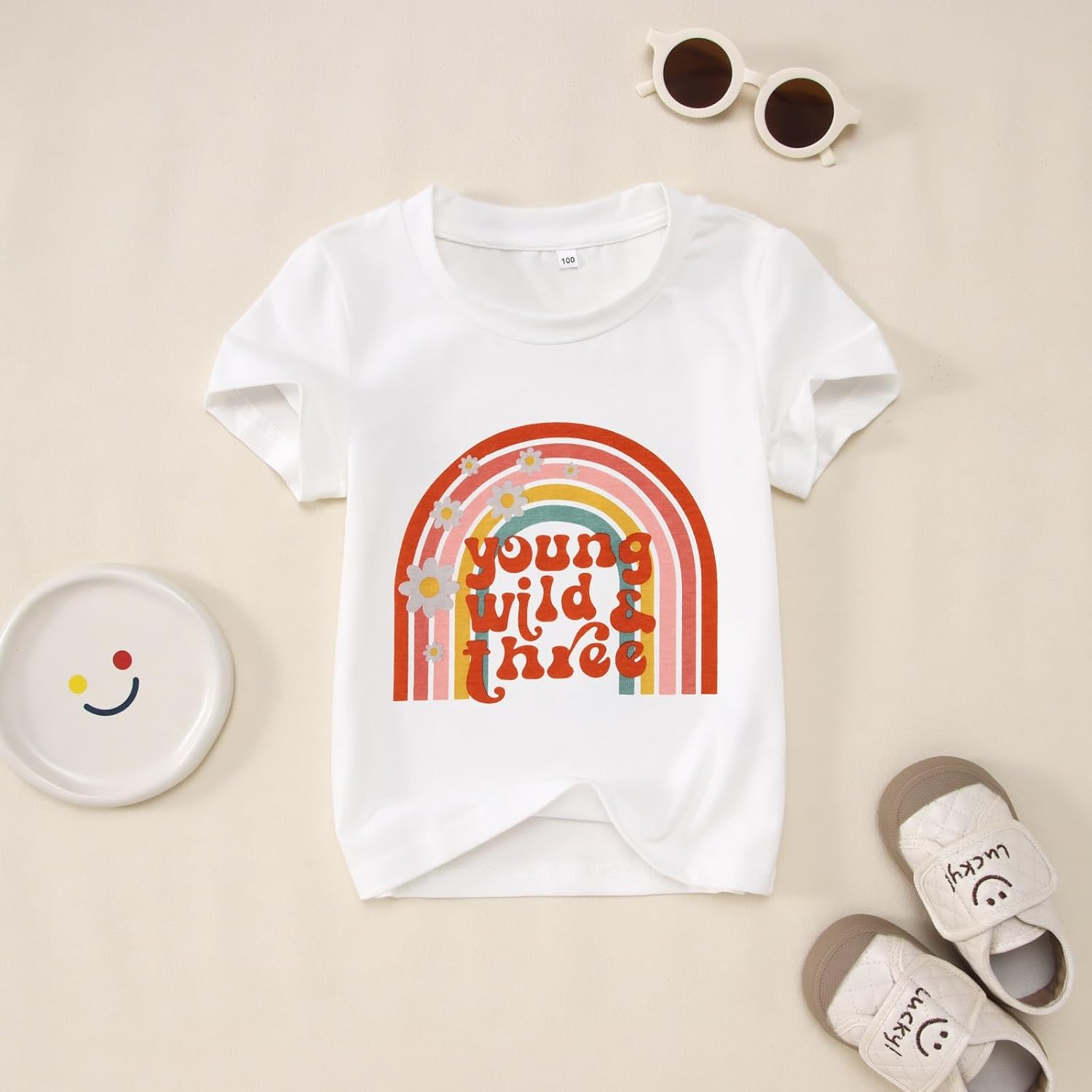 IZYJOY Young Wild and Three Birthday Shirt Toddler Baby Girl Boy 3rd Birthday T-Shirt 3 Year Old Birthday Party Tee