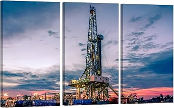 Wall Art for Living Room Oil Field Canvas Wall Art Land Rig in Oil and Gas Industry Posters Print on Canvas Oil Field Wall Painting Waterproof Artwork Framed Ready to Hang 20X40X3 INCH