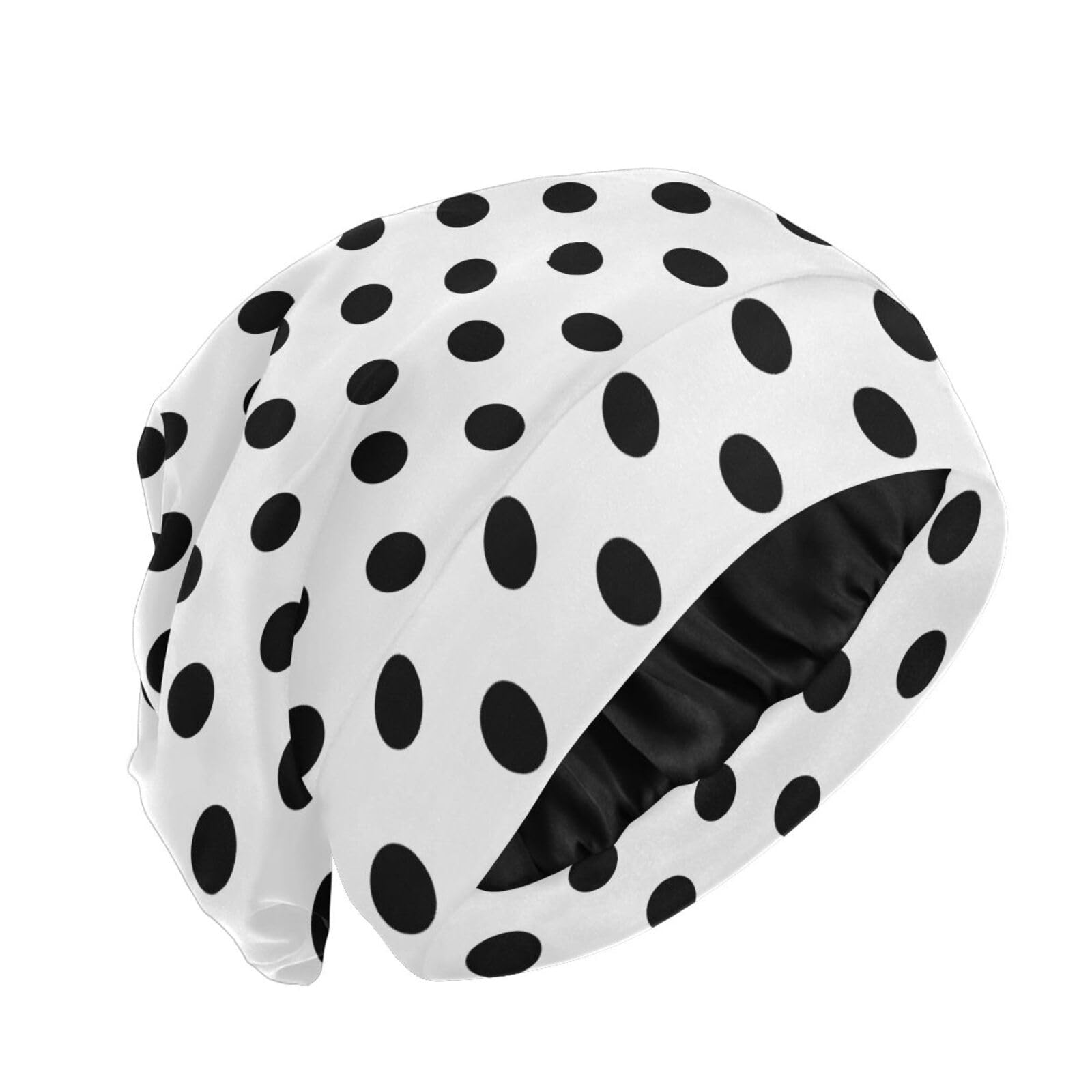 QwThum Bonnet for Sleeping Soft Sleep Caps Satin Double Layer Night Bonnet Women Men Hair Bonnet for Curly Hair Braids Polka Dots