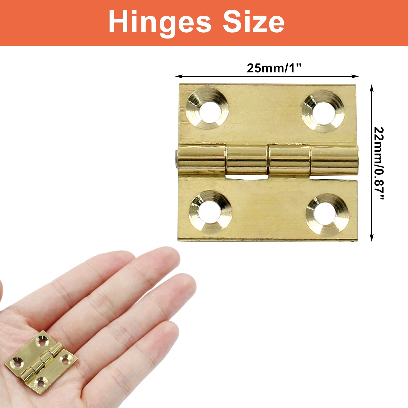 Mini Butt Hinges - 8 Pack Brass Hinges -2