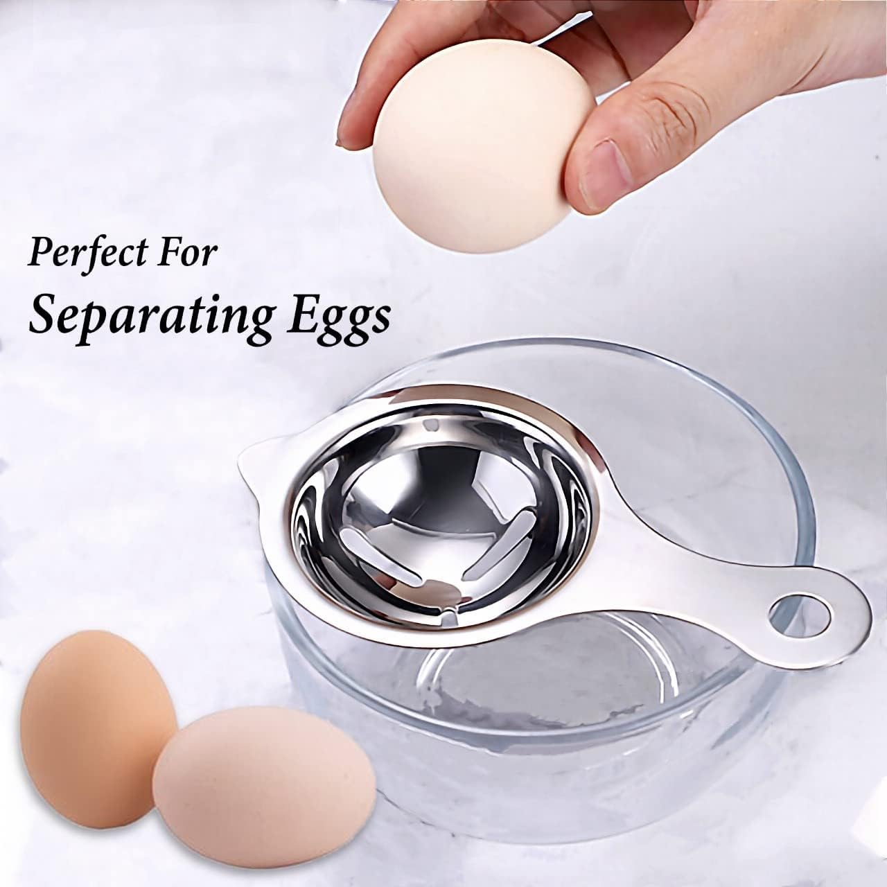 Stainless Steel Egg Separator, Egg Yolk Separator, Egg White Separator, Egg Filter, Egg Kitchen Tool, Egg Gadgets with Hanging Hook 2 Piece