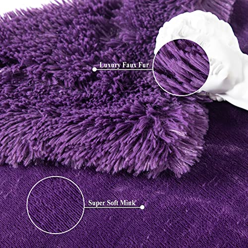 Gonaap Fuzzy Faux Fur Throw Blanket Purple Super Soft Cozy Plush Fuzzy Shaggy Blanket For Couch Sofa Bed (Purple, Throw(50"X60")) #TOP3
