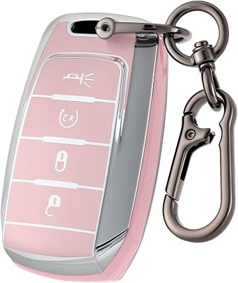 Soft TPU Car Key Cover for Dodge Ram 1500 with Keychain | Precise Fit & No Signal Interference,Compatible with Dodge Ram 2019 2020 2021 2022 Accessories 4-Buttons